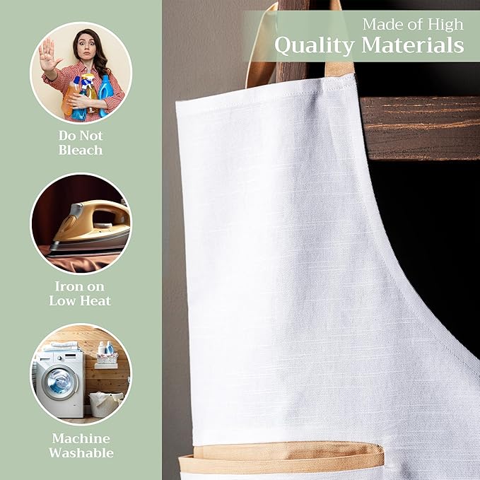 Maison d' Hermine 100% Cotton Apron for women with Pocket Kitchen Chef Apron for Men Cooking Mothers Day Gifts