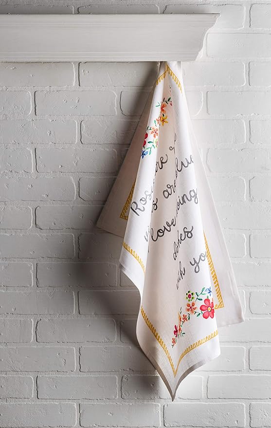 Maison d' Hermine Kitchen Towels Set of 3 100% Cotton 27.50" x 20" Reusable Cloth Dish Towels Absorbent with Hanging Loop for Kitchen Gifts for Mothers Day Spring/Summer (Happy Florals - Sweety)
