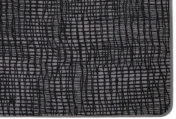 modern-twist 14"X16" Rectangular Silicone Placemat, BPA, PVC-Free Table Mat, Dishwasher Safe, Linen Print in Black, Pack of 1