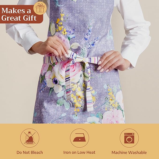 Maison d' Hermine 100% Cotton Apron for women with Pocket Kitchen Chef Apron for Men Cooking Mothers Day Gifts