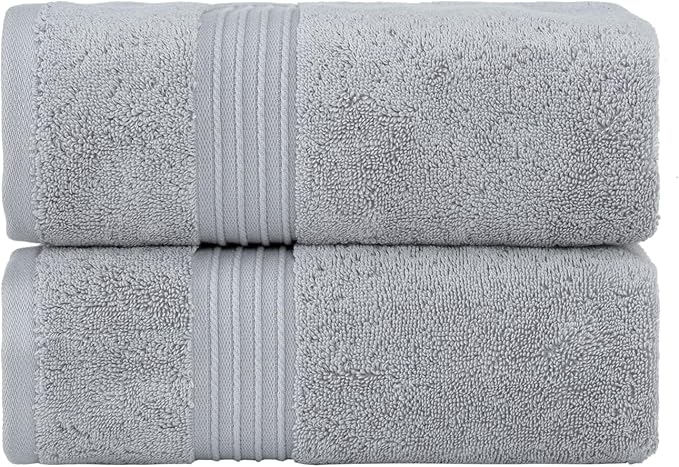 Milara Turkish Super-Plush Bathroom Hand Towels Set 2-Piece | Premium Cotton Hand Towels Set Absorbent, Durable with Hanging Loops | Silver Gray Color Hand Towel, (16 x 30 Inches)