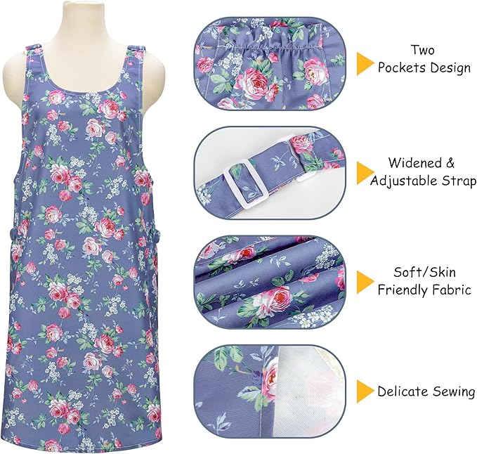 NEOVIVA Kitchen Aprons for Women with Pockets,Cooking Aprons for Women,Vintage Apron for Baking Gardening,Gifts for Mothers