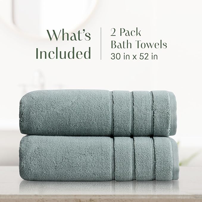 Springtree Home Luxury Turkish Cotton Bath Towels | 100% Turkish Cotton | Premium Bath Towels | Ultra Soft Thick Plush & Highly Absorbent | Luxury Hotel & Spa Quality Bathroom Towels | Chinois Green