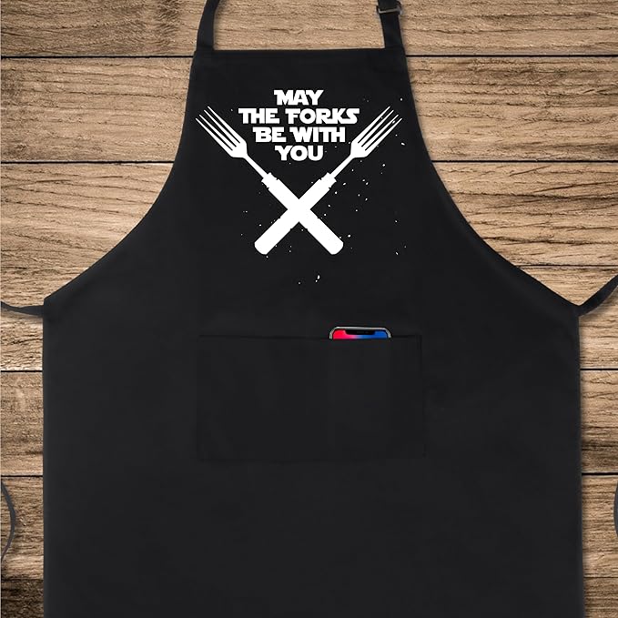 Xornis 100% Cotton Funny Apron for Men Women Adjustable Bib Aprons with 2 Pockets Grill Kitchen Cooking BBQ One Size Fits All