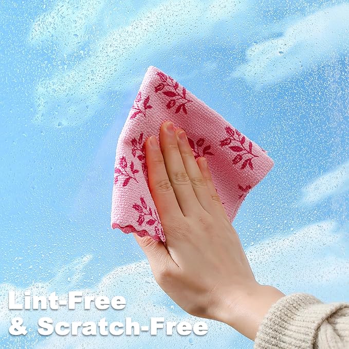 Microfiber Cleaning Cloth Roll,80 Pack Cleaning Towels,Lint Free Rags Paper Towels & Tear Away Reusable Towels,Washable Shop Rags Floral Wipe Cloth,Wash Cloths Dish Rags for Car Kitchen Window