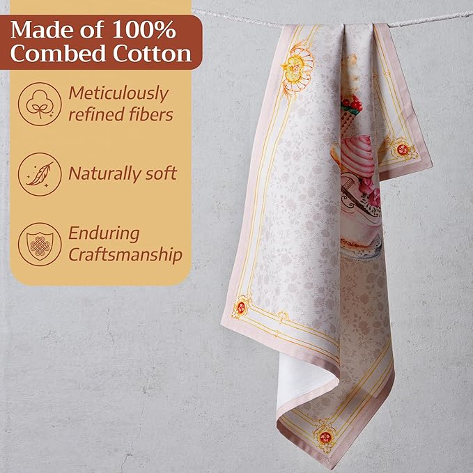 Maison d' Hermine Dishcloths 100% Combed Cotton Premium (20" x 27.50") Easter Multi-Purpose, Kitchen Towel for Kitchen, Holiday, Dinner, Wedding & Dining, Pastries (Set of 3)
