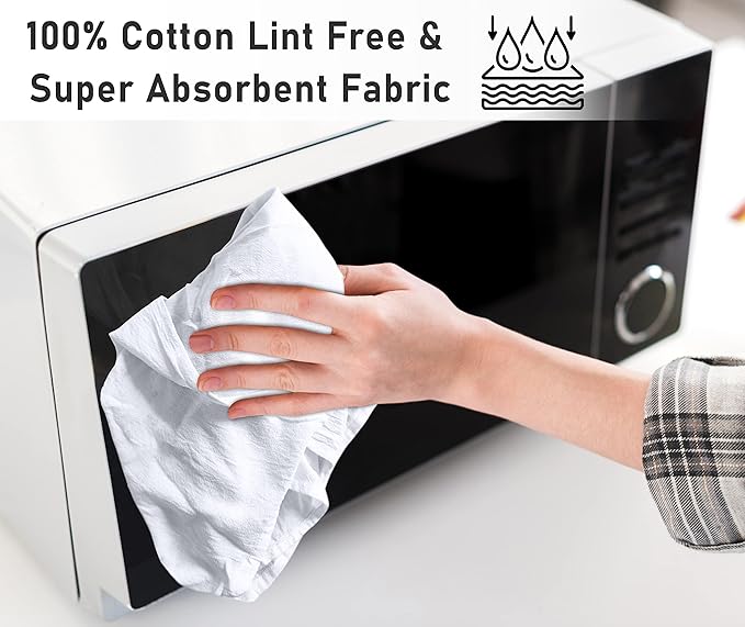 RUVANTI Flour Sack Towels 4 Pack 28x28 Inch, 100% Cotton Tea Towel, Reusable, Machine Washable, Absorbent BarTowels - Dish Cloth Perfect for Drying Dishes & Cleaning - White