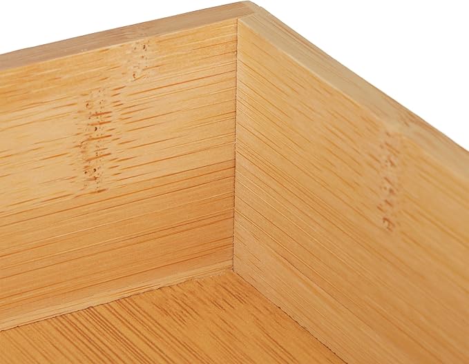 Relaxdays Organiser Boxes, Set of 5, Drawer Organiser System, Bamboo, Organiser, Kitchen, Bathroom & Office, Various Sizes, Natural