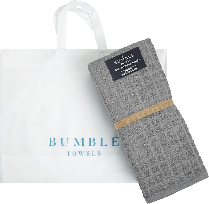 Bumble Kitchen Towels (6 Pack) | 16” x 28” | 100% Cotton Kitchen Towels | 385 GSM | Soft, Highly Absorbent & Durable Dish Towels for Kitchen | Gray