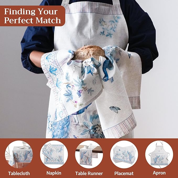 Maison d' Hermine Kitchen Towel 100% Combed Cotton Premium Set of 3 Kitchentowels Easter Tea Towels (20"x27.50") for Table Cleaning, Dining, Buffet Parties & Wedding Use - Peacock Utopia