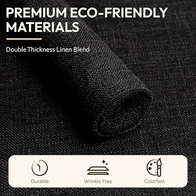 Blue Forest Placemats Set of 6, Dual-Layered Thickened Faux Linen Cloth Place Mats Heat Resistant Machine Washable Wrinkle Free Table Mats Indoor/Outdoor (Cream Beige)