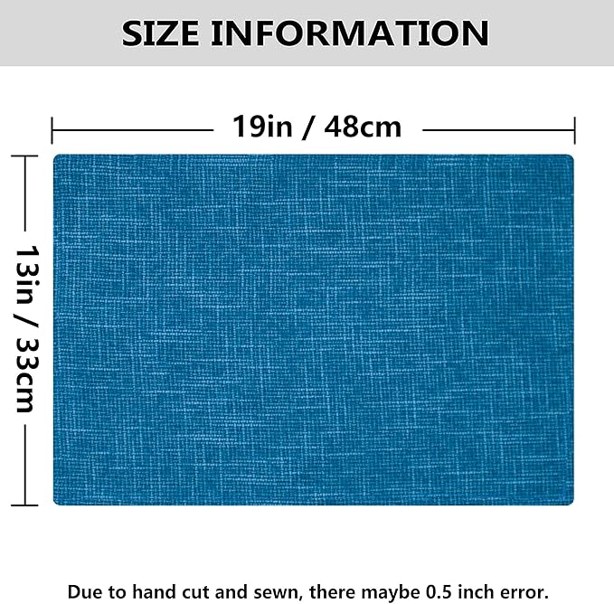 Kevin Textile Table Mats Set of 4 Heat Resistant Washable Placemats for Parties Buffet Dinner, 13 x 19 inches, Navy Blue