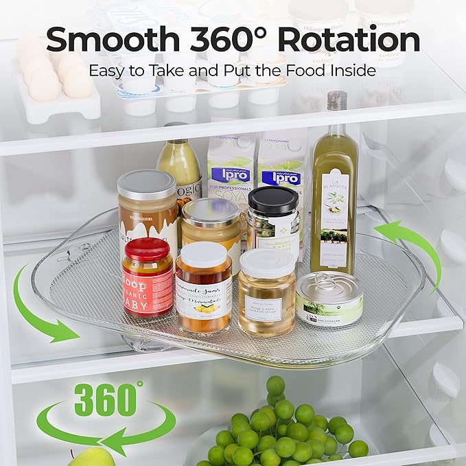LAMU Lazy Susan Organizer Turntable 15.67''x11.7'' for Refrigerator Organizers and Storage, Fridge Organizer, Condiment Organizer for Kitchen, Table Top, Cabinet, Pantry, Countertop, 2 Pack