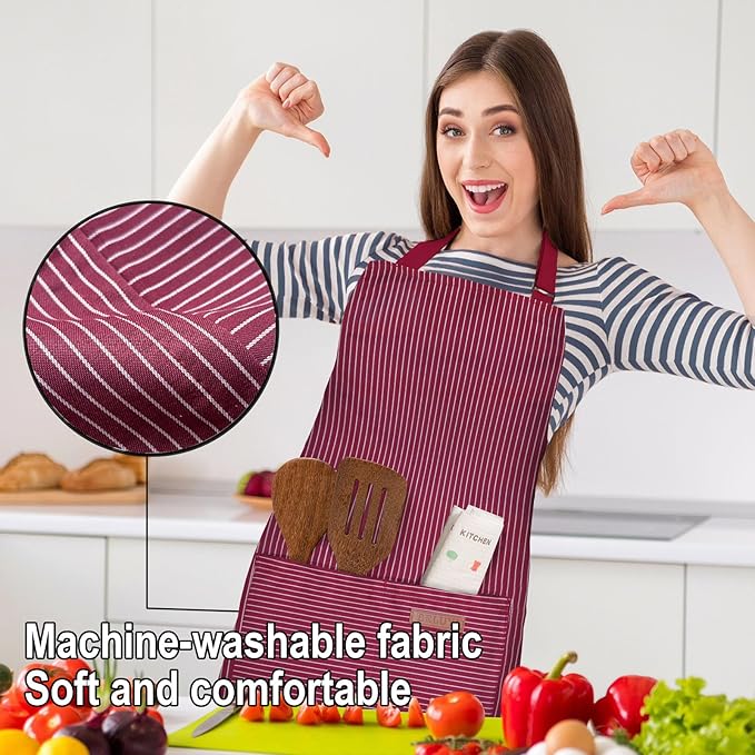 BeLuyi Adjustable Bib Apron with 2 Pockets Chef Cooking Kitchen Restaurant Aprons for Women Men