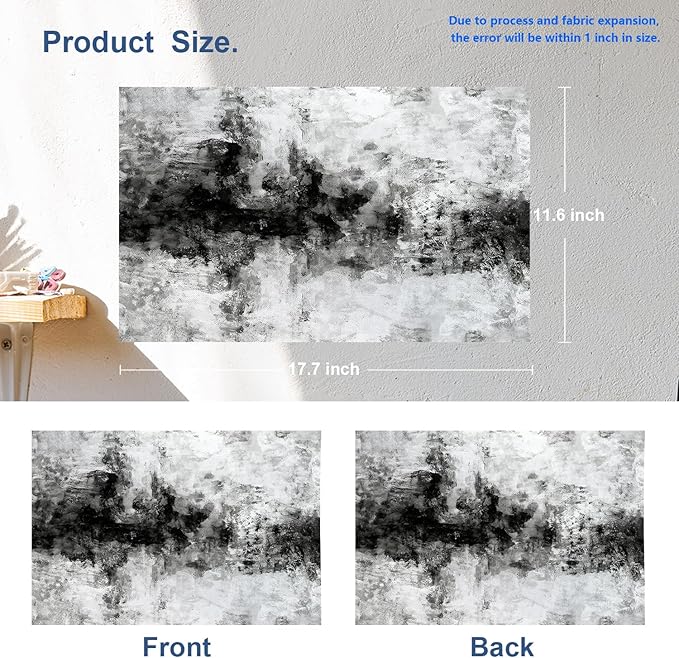 Batmerry Grey Grunge Cement Placemats, Gray Shabby Grunge Retro Wall Abstract Washable Linen Table Mats for Kitchen Table Double Insulation Decor Dining Set Indoor Outdoor 12X18 in Set of 6