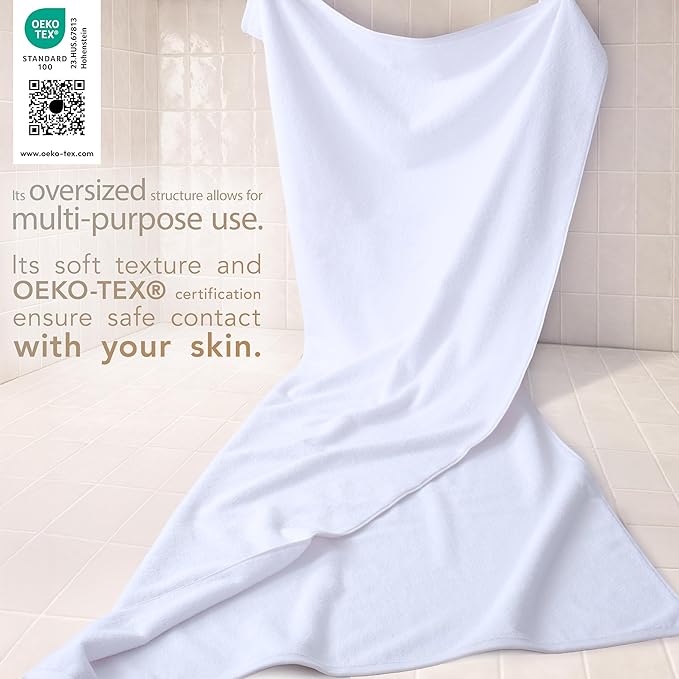 Cotton Paradise 100% Cotton 40x80 Oversized Bath Sheet, Extra Large Turkish Bath Towels for Bathroom, White Bathsheet