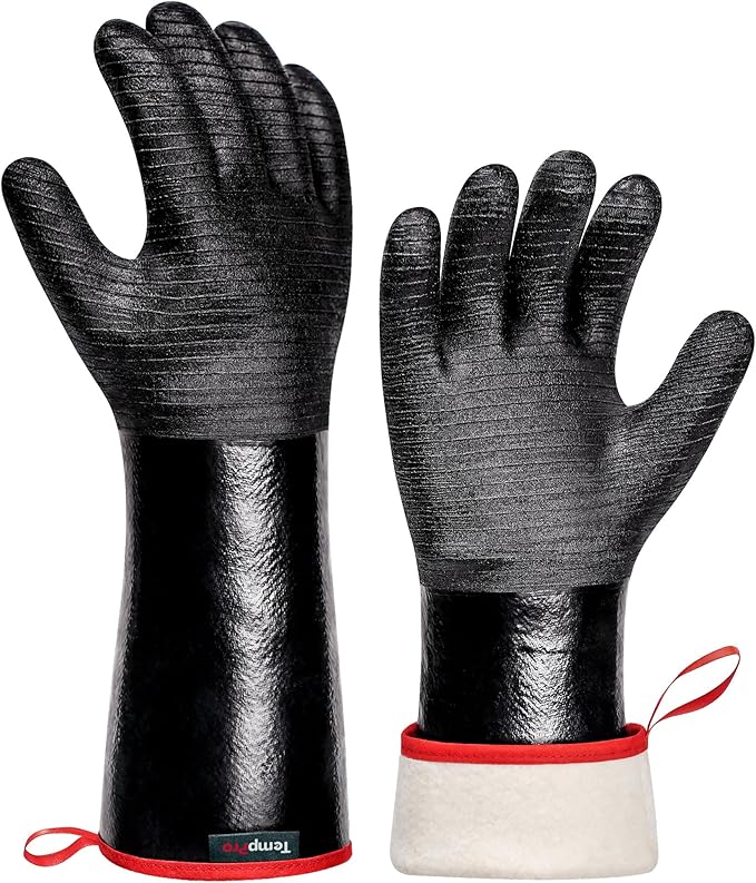 TempPro 932°F Heat Resistant BBQ Gloves, 14" Waterproof Oven & Grill Gloves, Oil & Slip-Resistant Neoprene Oven Mitts for BBQ, Fire Pit, Rotisserie, Smoker Accessories Gifts (Previously ThermoPro)