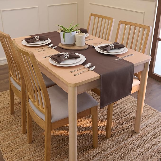 Encasa XO Dark Taupe Cloth Napkins Set of 6, 17"x17" | Solid Color Cotton Dinner Napkins | Washable & Reusable Wedding Napkins for Holiday Dinners, Party, & Everyday Table Decor