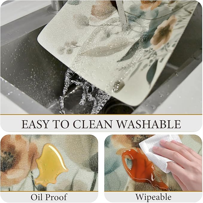Vinyl Placemats Set of 6-12x17 Inch - Heat Resistant Washable Place Mats Waterproof Non-Slip Wipeable Table Mats for Dining Table Decor, Spring Outdoor Plastic Placemat