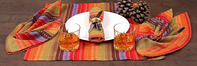 Ramanta Home Salsa Stripe Red Oversized Cloth Napkins 20x20 Inches, Cotton Soft & Durable Table Napkin Ideal for Weddings, Restaurant, Washable Kitchen Fabric for Everyday Use