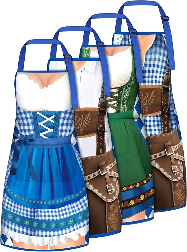 Geetery 4 Pcs Chicken Aprons for Women Rooster Print Apron Waterproof Adjustable for Kitchen Cooking