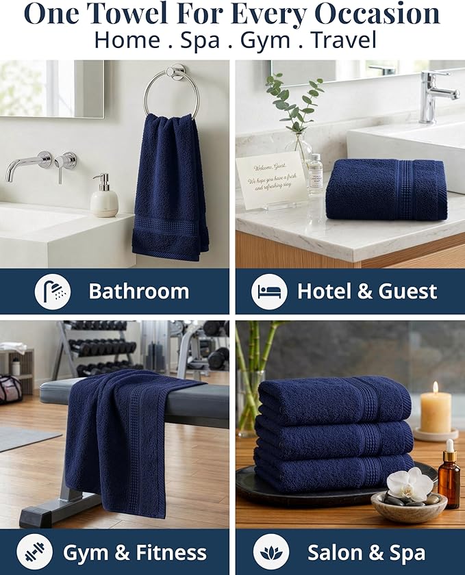 LANE LINEN Hand Towels for Bathroom Set, 6 Piece 100% Cotton Super Absorbent Bathroom Hand Towels Set, Ultra Soft Large Hand Towels, Premium Cotton Hotel Quality Towels - Multi Color