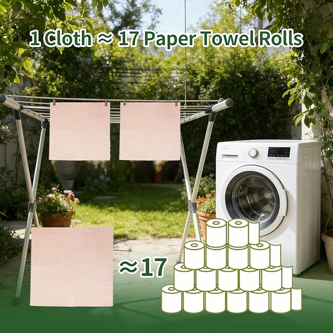 Swedish Dish Cloths, 10 Pack Upgraded Reusable Paper Towels Washable, Super Absorbent Dish Cloths, Thickened Durable for All-Surface Kitchen, Bathroom Cleaning, 11"x11"