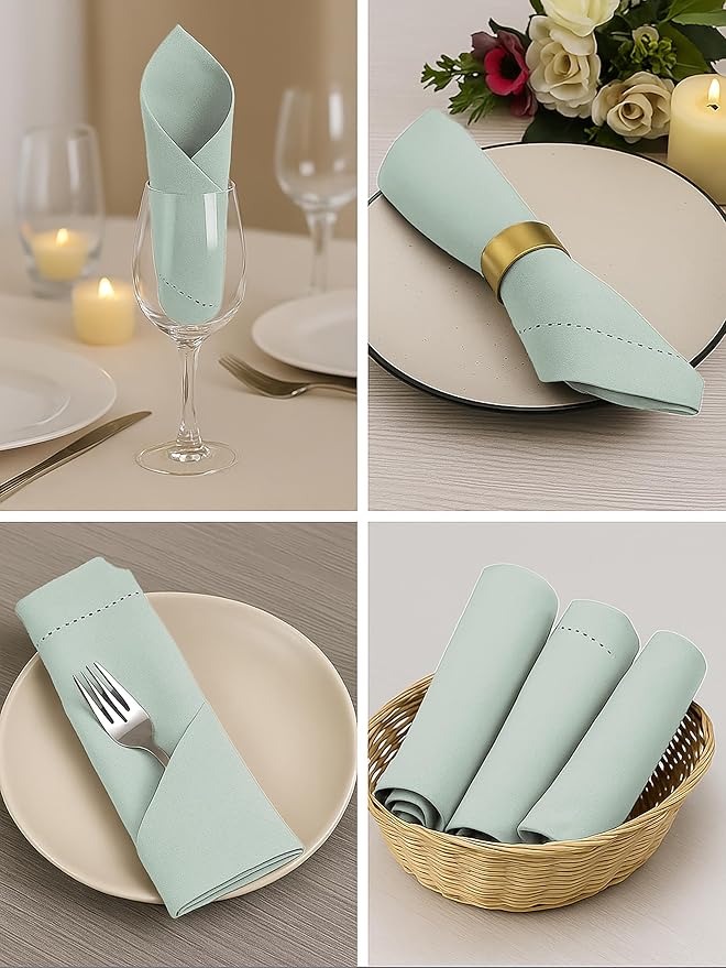 Cotton Cloth Napkins Set of 12, 18x18 Cotton Napkin Cloth Washable, Soft, Reusable Napkins for Wedding, Parties, Christmas, Thanksgiving, Everyday Use (Green) - ALPHA Living HOME