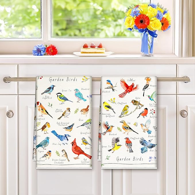 Birds Microfiber Kitchen Towels, Soft Absorbent Hand Towel 15.7 × 23.6 Inch, Thick Dish Cloth for Party Anniversary Holiday Decoration, Housewarming Gifts for Mom
