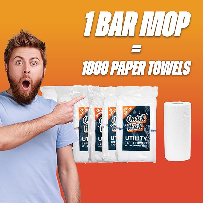 Arkwright Bar Mop Towels, Pack of 12, 100% Cotton Kitchen Dishcloths, Absorbent Quick Dry Cleaning Cloths for Restaurant, Bar and Home Kitchen, 16 x 19 in, White