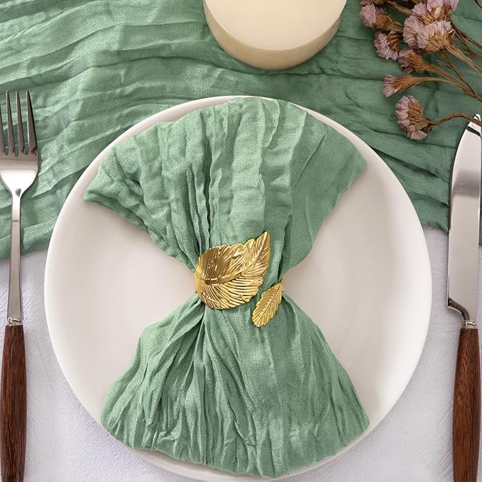 20 Pack Sage Cheesecloth Napkins Cloth Light Green Spring Summer Cloth Napkins Set of 20 Bulk 21x21 Inches for Wedding Baby Bridal Shower Birthday Dinner Party Home Table Decor
