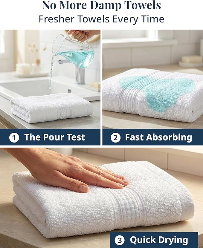White Hand Towels for Bathroom - Pack of 6 (16"x28") 100% Cotton Hand & Face Towels - Soft, Durable, Quick Dry & Highly Absorbent, Fingertip Towel for Bathroom - Great for Gym, Salon, Spa & Family Use