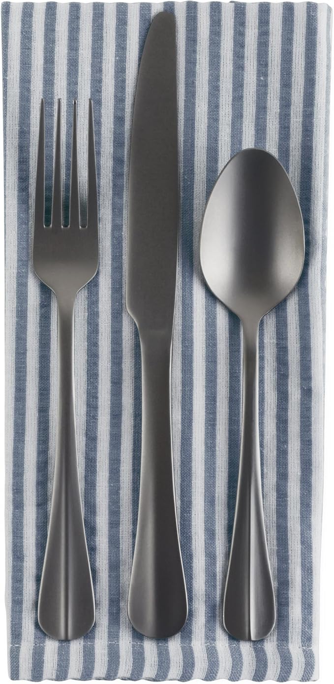 DII 100% Cotton Seersucker Striped Tabletop Collection, Blue, Napkin Set, 6 Piece