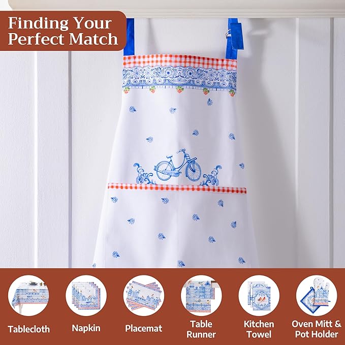 Maison d' Hermine 100% Cotton Apron for women with Pocket Kitchen Chef Apron for Men Cooking Mothers Day Gifts