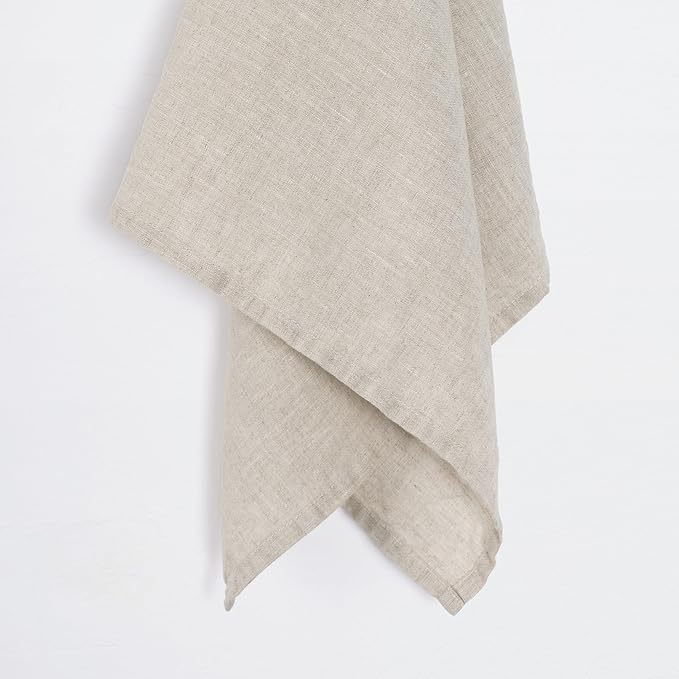 100% Linen Tea Towels - 14 x 28 Inch Pure French Linen Kitchen Dish and Hand Towels (Set of 4) (Natural Linen)