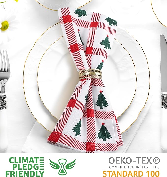 Urban Villa Cloth Napkins Set of 12(20x20)100% Cotton Dinner Napkins Cloth Washable Soft Durable Reusable Absorbent Napkins Ideal for Farmhouse Parties Hotel Lunch Restaurant Dinner Napkins-Tree Print