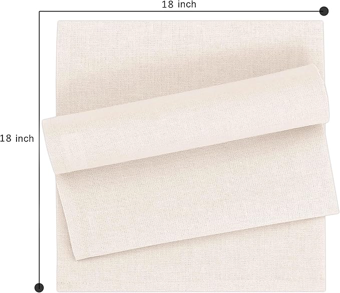 Ruvanti Linen Napkins Set of 12, 18x18 Cloth Napkins, Cotton Linen Blend Napkins Cloth Washable, Soft, Reusable Dinner Napkins for Wedding, Parties, Christmas, Thanksgiving, Everyday Use - Ivory