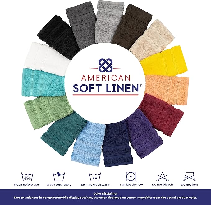 American Soft Linen Luxury Hand Towels for Bathroom, 600 GSM Heawy Weight 16x28 Size 100% Cotton Turkish 4 Piece Hand Face Towel Set, Turquoise Blue Hand Towels