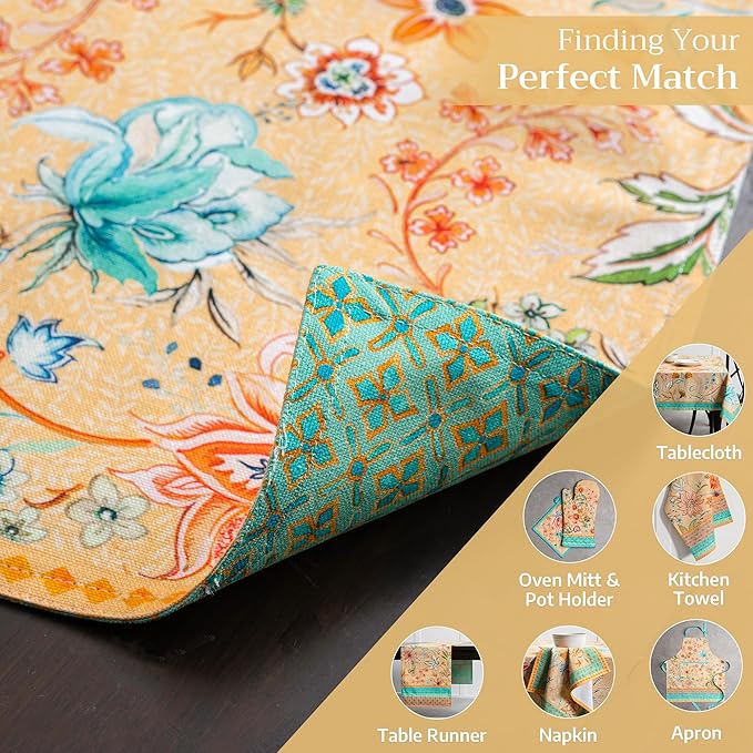 Maison d' Hermine Placemats Set of 4 100% Cotton Washable Cloth Place Mats Reusable Table Mats for Kitchen Dining Party Wedding Gifts for Mothers Day Spring/Summer(Luxury Loft - Peach, 13" x 19")