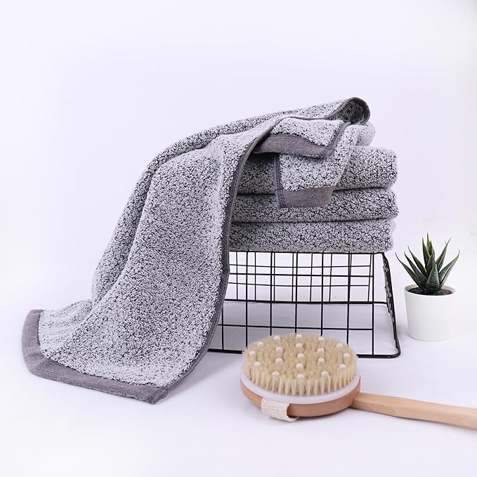 Everplush 4-Piece Premium Hand Towel Sets: Super-Soft, Highly Absorbent & Quick Drying Bathroom Towels – Versatile for Hotel, Bathroom, Shower, Spa, 16x30 Inches(Grey, 16" x 30")