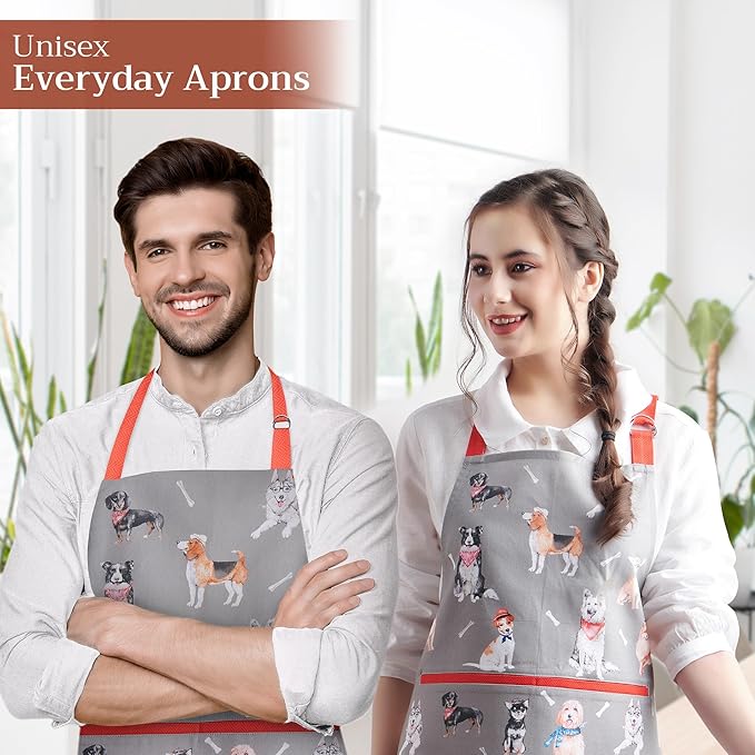 Maison d' Hermine 100% Cotton Apron for women with Pocket Kitchen Chef Apron for Men Cooking Mothers Day Gifts