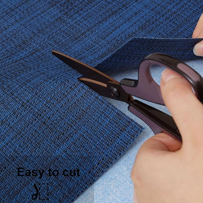 Myir JUN Placemats Set of 10, Vinyl Woven Placemats Place Mats Indoor Set of 10 Washable Table Mats Non-Slip Place mats for Dining Table (Dark Blue)