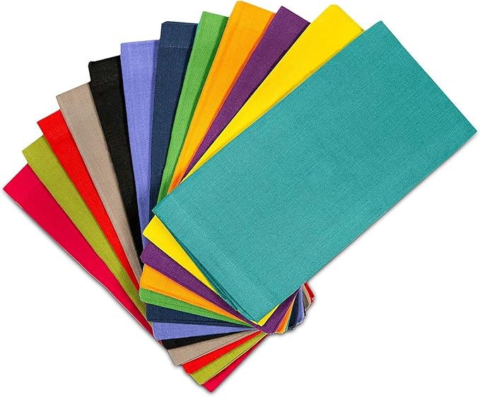 COTTON CRAFT Multicolor Cloth Napkins - Set of 24 Pure Cotton Everyday Lunch Dinner Napkin - Spring Summer Fall Holiday Birthday Party Gift - Soft Washable Absorbent Reusable Napkin - 17 x17