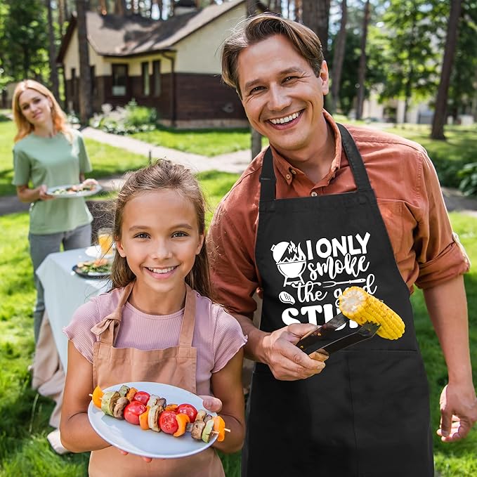 Grilling Aprons for Men,Cnavas Corss Back with Large Pockets Adjustable Chef Aprons, Funny Gifts for Men
