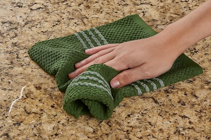 Serafina Home Dark Forest Green Kitchen Hand Dish Towels: Oversized 18" x 28",100% Cotton Soft Absorbent Dish Cloths for Cleaning Drying Set of 3 Multipurpose for Everyday Use