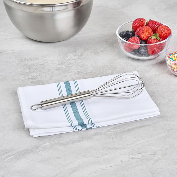 Restaurantware 9 in Stainless Steel Wire Whisk - German Standard Kitchen Balloon Whisk with Ergonomic Handle, Dishwasher Safe - Durable French Whisk for Cooking, Mixing Thick Batter and Sauce
