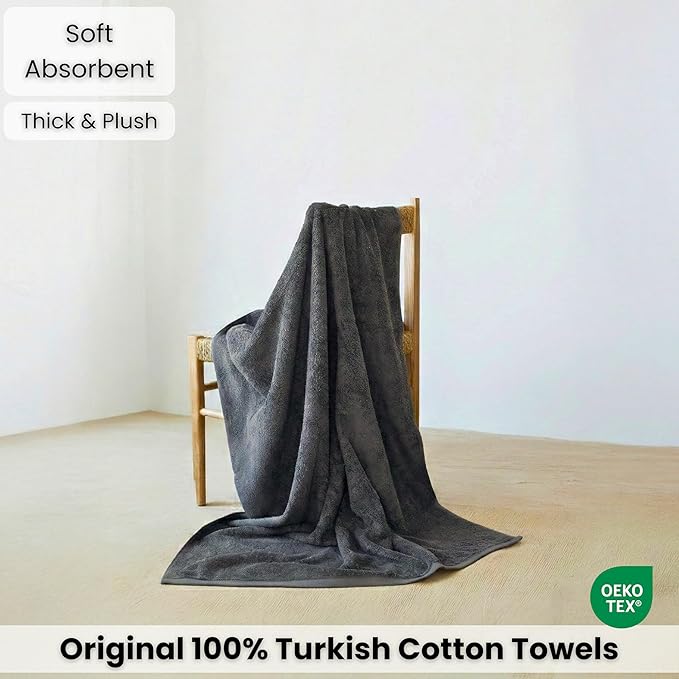 SALBAKOS Luxury 100% Turkish Cotton Bath Sheets 40x80 in Oversized Extra Large Bath Towels | Premium Hotel Quality Thick Soft Absorbent Turkish Towel for Spa Beach (Pack of 1, Gray, Jumbo Bath Sheet)