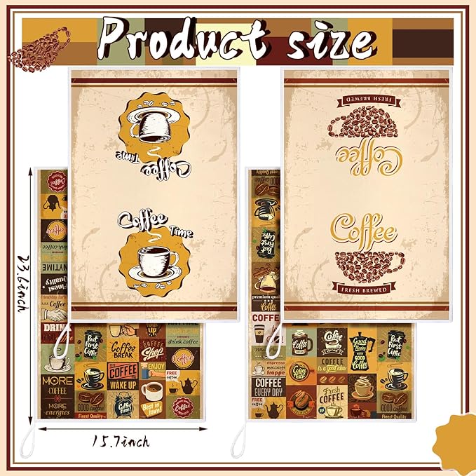 Bencailor 6 Pcs Coffee Kitchen Towels Decorative Sets Dish Towels Absorbent Fast Drying Hand Tea Vintage Hanging Reusable Cleaning Dishcloths for Cooking Farmhouse Bathroom Accessory