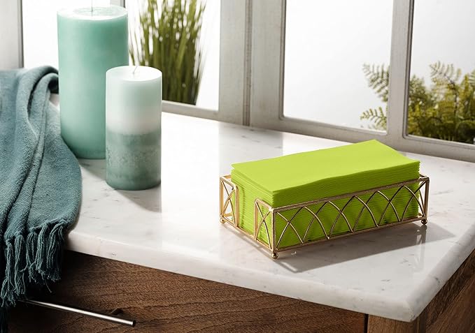 Linen-Feel Colored Paper Napkins - Decortive Cloth-Like Pastel Green Dinner Napkins - Soft And Absorbent. For Kitchen, Party, Wedding, Bathroom Or Any Occasion. (Pack of 100)