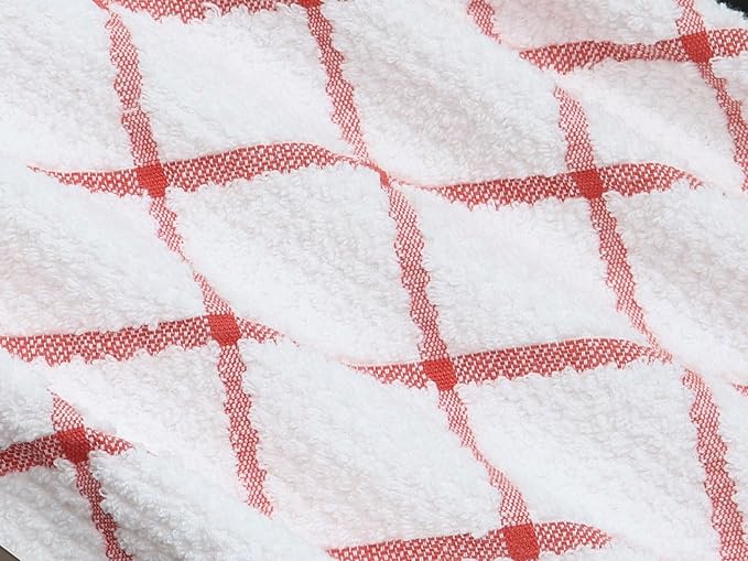 Cleaning Rags Cleaning Cloths for Cleaning House, Cotton Dish Cloths Dish Rags for Washing Dishes, Set of 8, Light and Soft Terry Kitchen Washcloths Kitchen Rags,12 Inch x 12 Inch (Red Set
